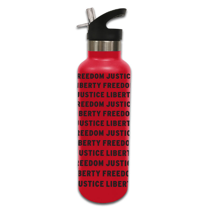 Freedom Liberty Justice Water Bottle Red