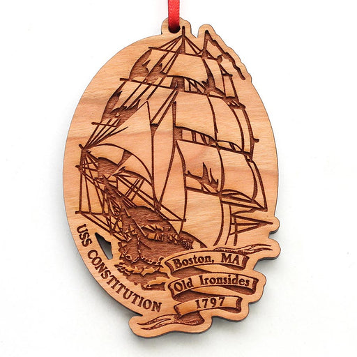 USS Constitution Wood Christmas Ornament