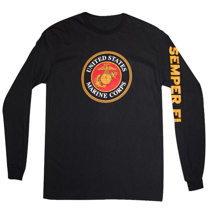 Adult United States Marines Long Sleeve Clothing Logo Tee Shirt