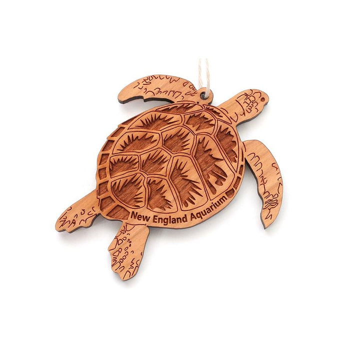 New England Aquarium Turtle Wood Christmas Ornament