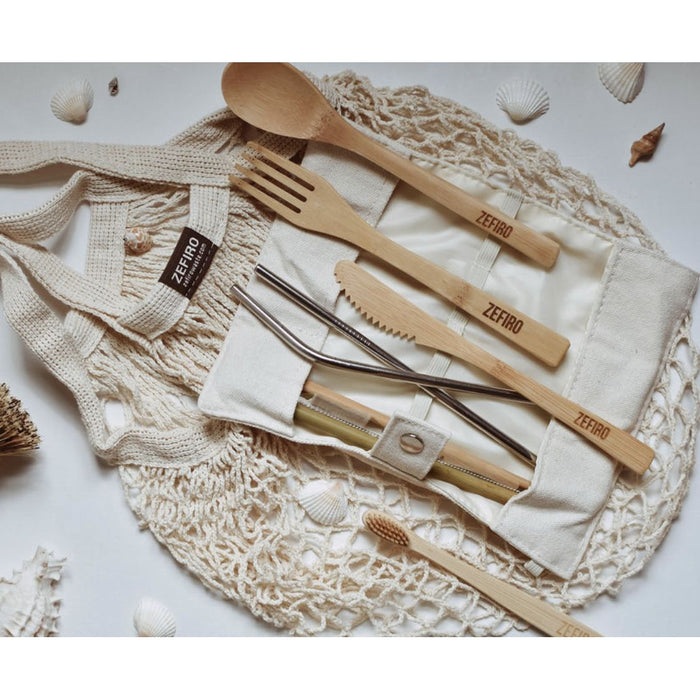 Reusable 8-Piece Bamboo Cutlery Set