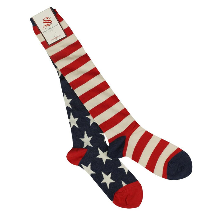 Ladies Knee High American Flag Socks