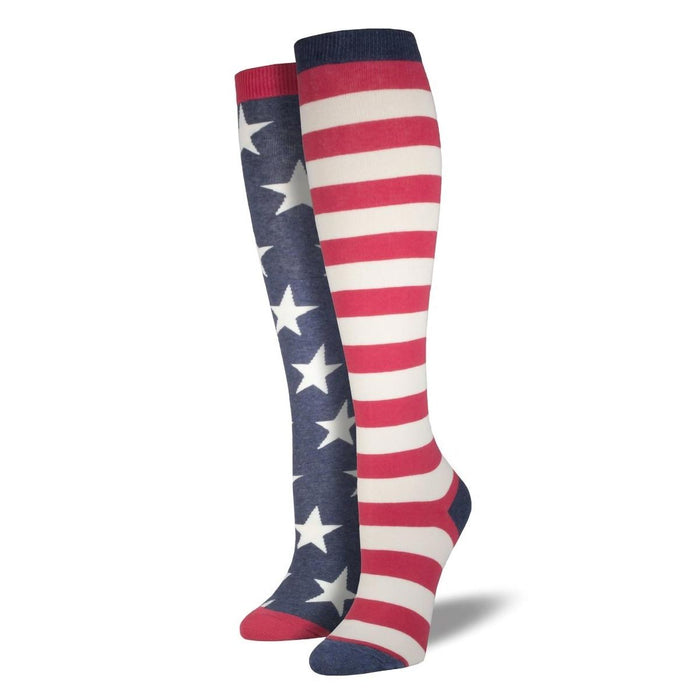 Ladies Knee High USA Flag Socks