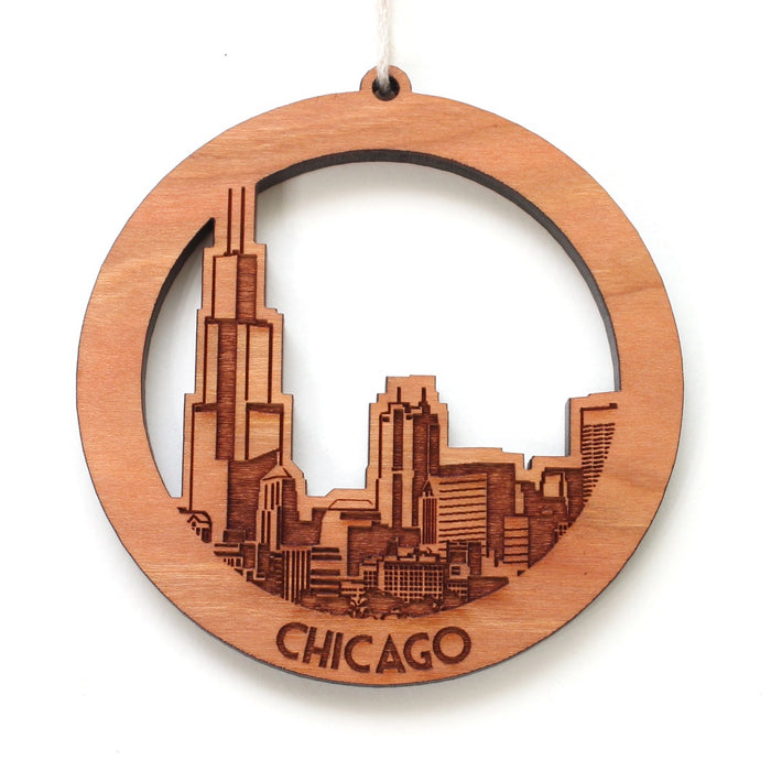 360 CHICAGO Skyline Wooden Ornament