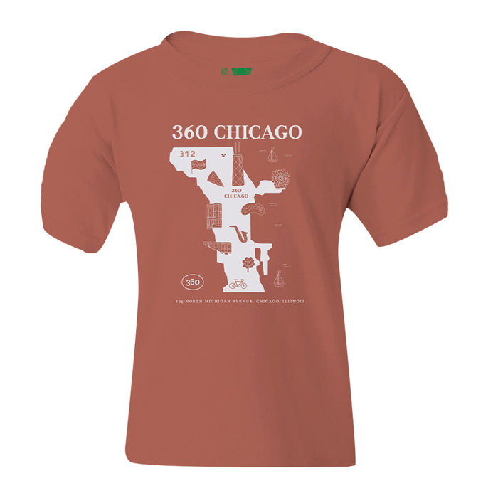 360 Chicago Map Youth T-Shirt