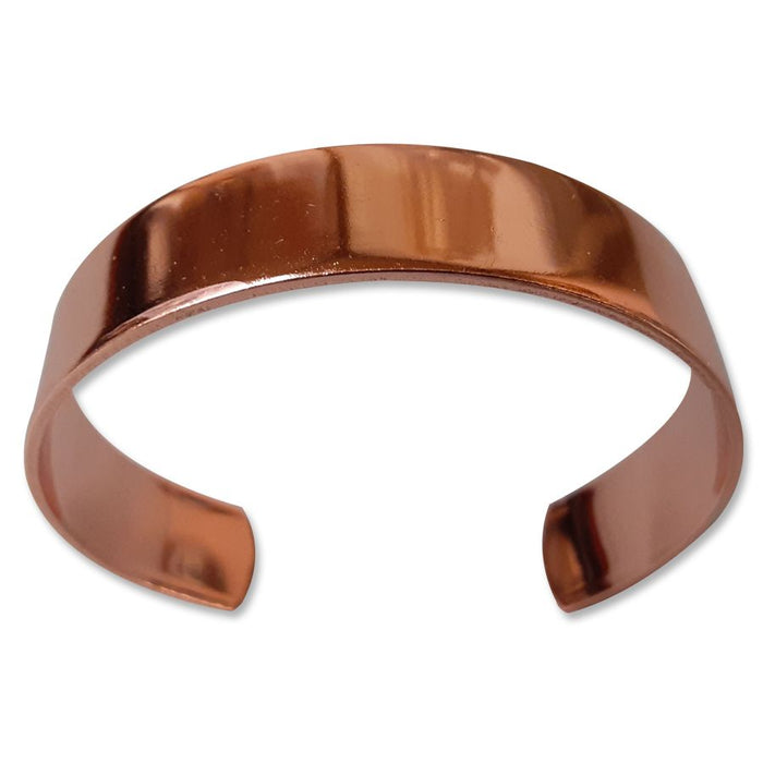 The USSCM Reclaimed Copper Bracelet is a shiny, smooth, hand-crafted open-ended cuff made in the USA from USS Constitution copper, displayed on a white background.
